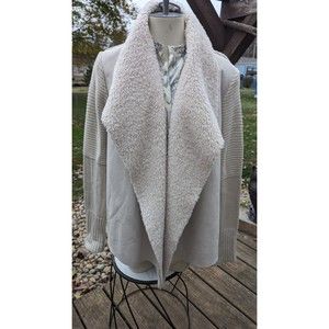 Chelsea Theodore Open Frt Faux Suede /Sherpa/ Cardigan Sz XL